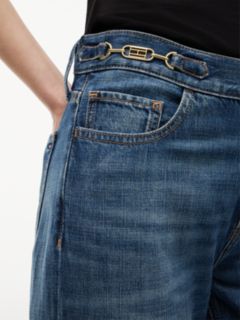 Flag Horsebit Mid Rise Flared Jeans — Blue 3