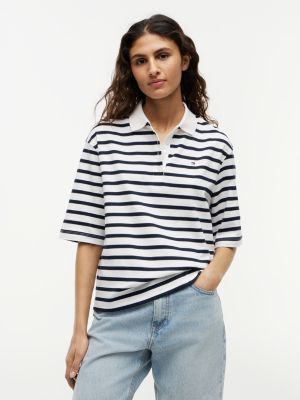 polo coupe décontractée en maille interlock multi pour femmes tommy hilfiger