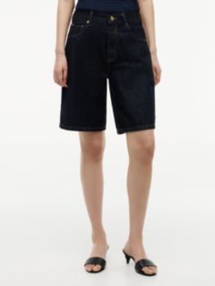 High Rise Straight Denim Bermuda Shorts — Blue 2