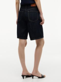 High Rise Straight Denim Bermuda Shorts — Blue 4