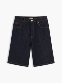 High Rise Straight Denim Bermuda Shorts — Blue 5