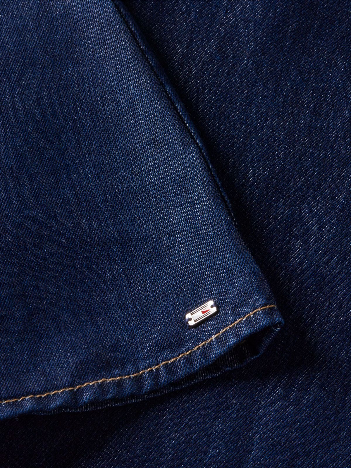 Regular Ruffle Cap Sleeve Denim Shirt — Blue
