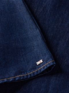 Regular Ruffle Cap Sleeve Denim Shirt — Blue 6