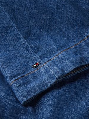 niebieski denimowy top bez rękawów z paskiem dla kobiety - tommy hilfiger