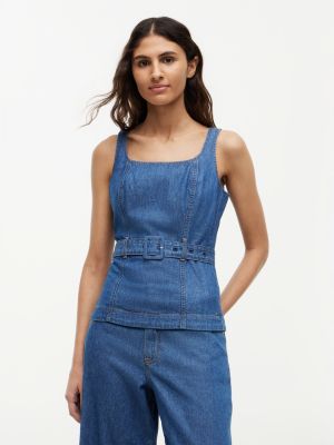 top vaquero de tirantes con cinturón blue de mujeres tommy hilfiger