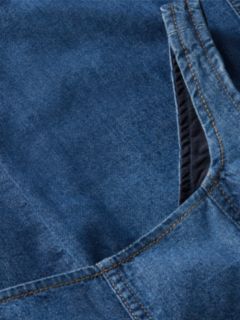 Belted Denim Fit And Flare Midi Dress — Blue 6