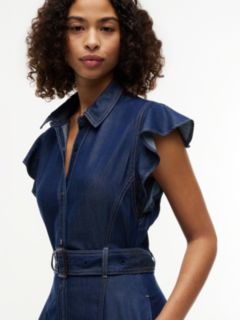 Denim Fit And Flare Midi Dress — Blue 2