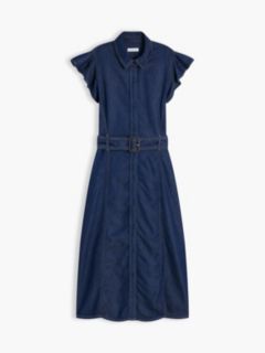 Denim Fit And Flare Midi Dress — Blue 5