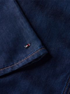 Denim Fit And Flare Midi Dress — Blue 6
