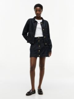 Gold-Tone Button Denim Jacket — Blue 2