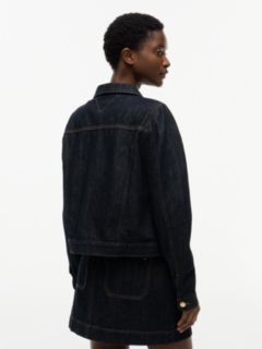 Gold-Tone Button Denim Jacket — Blue 4