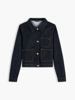 Gold-Tone Button Denim Jacket — Blue 5