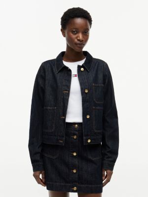 chaqueta vaquera con botones dorados blue de mujeres tommy hilfiger