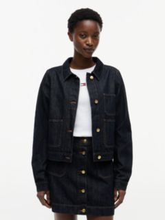 Gold-Tone Button Denim Jacket — Blue 1
