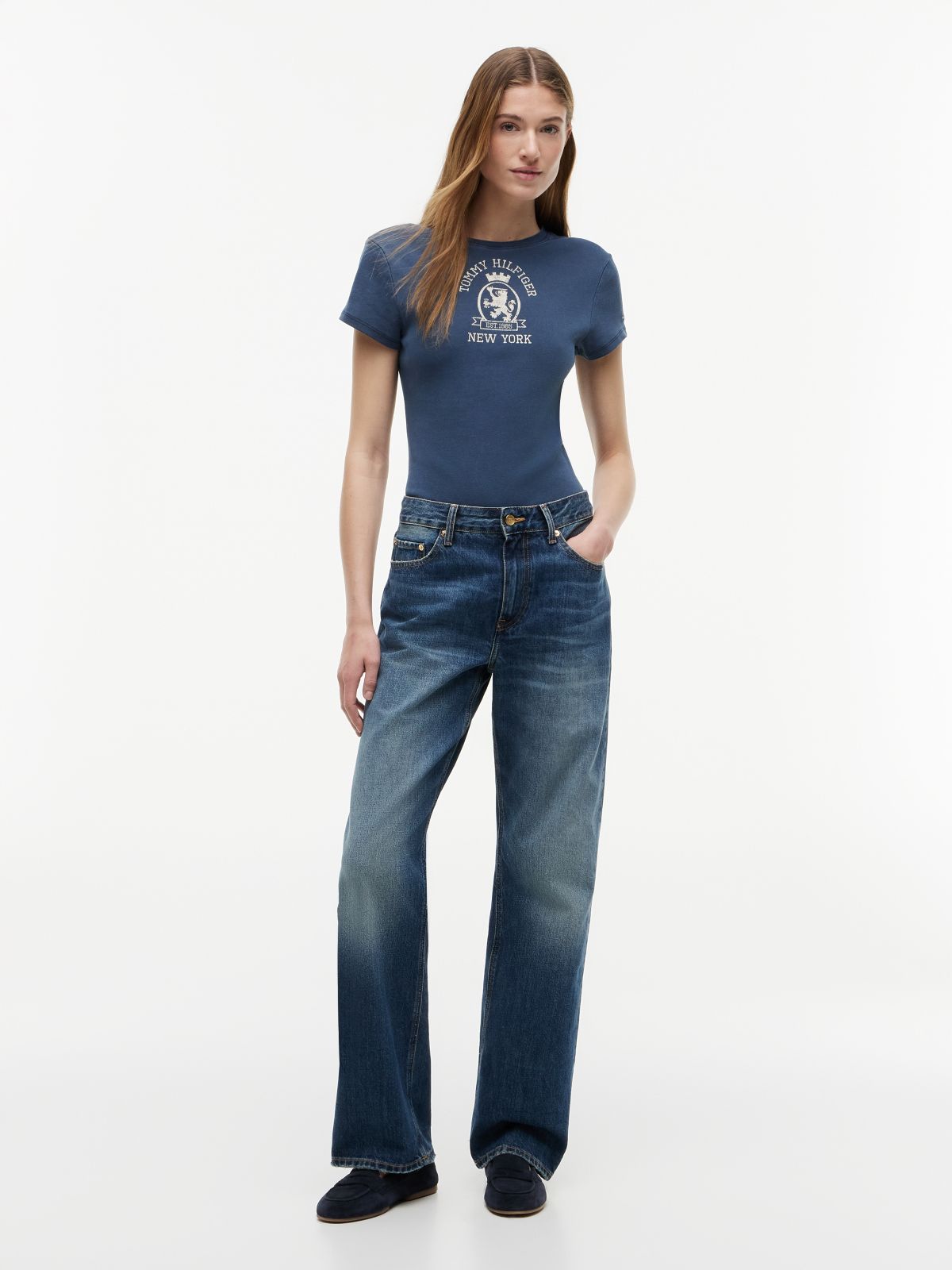 Washed Crest Slim T-Shirt — Blue