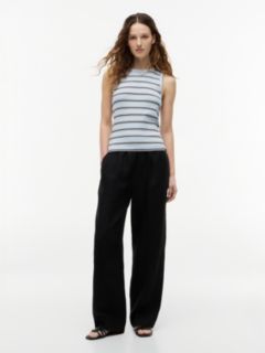 Stripe Slim Crew Neck Tank Top — Blue 2
