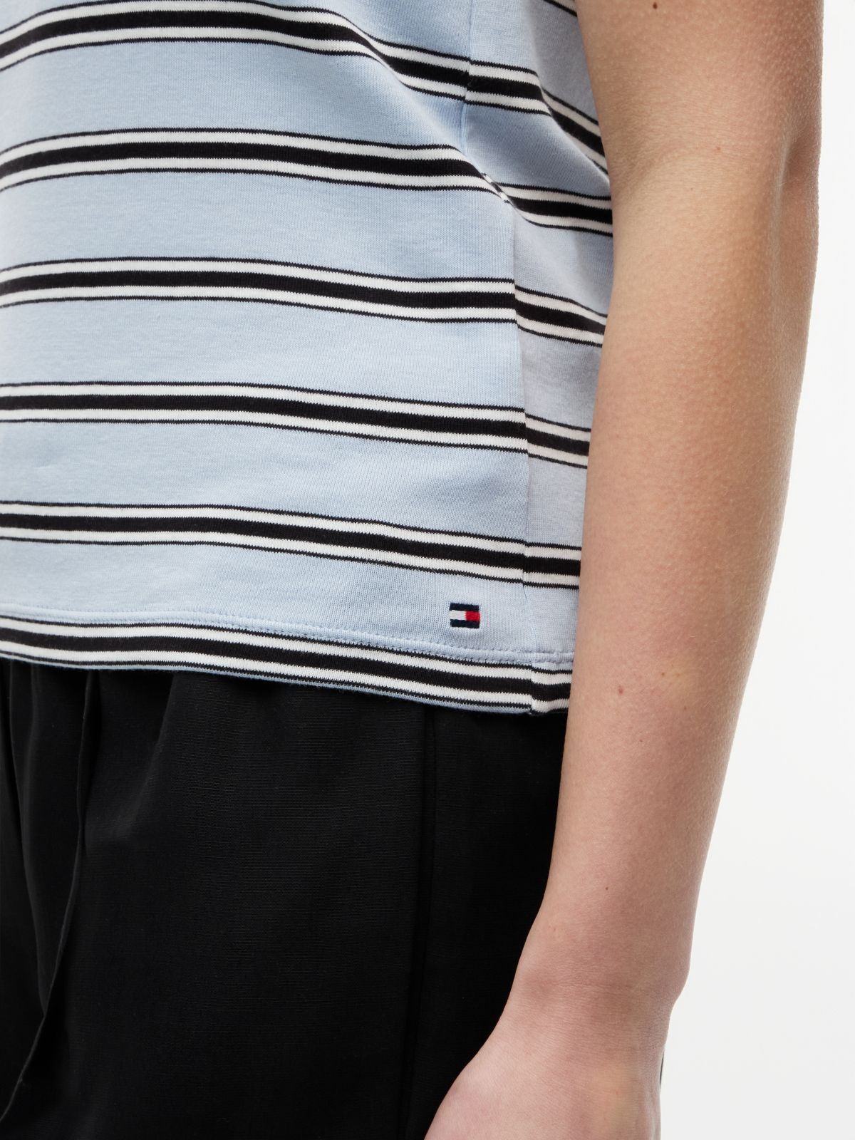 Stripe Slim Crew Neck Tank Top — Blue