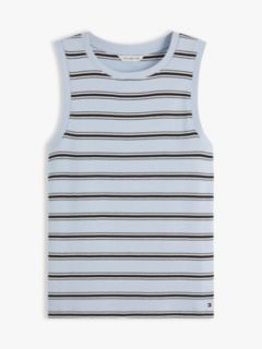 Stripe Slim Crew Neck Tank Top — Blue 5