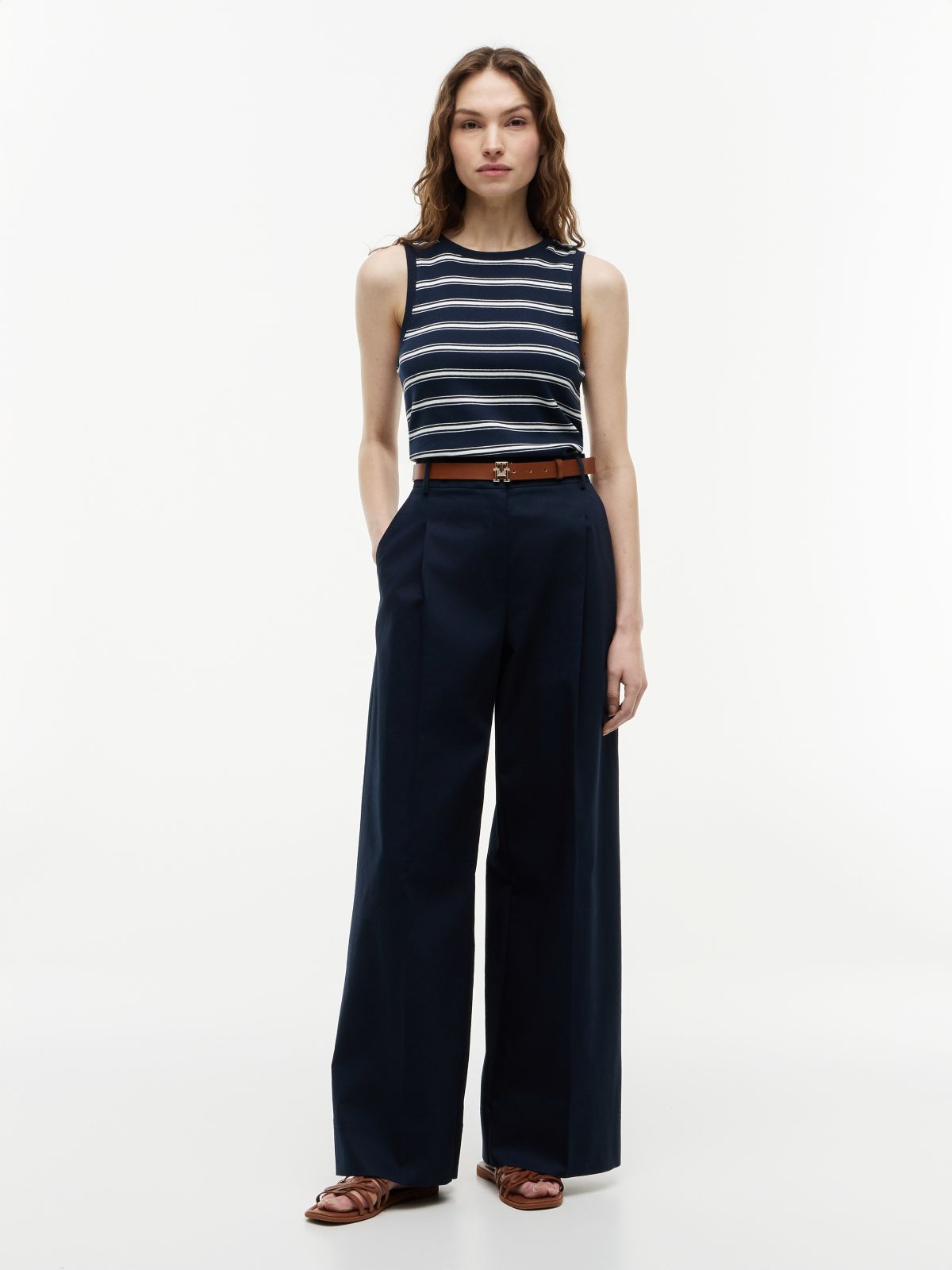 Stripe Slim Crew Neck Tank Top — Multi