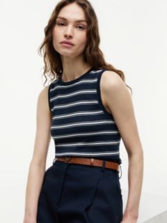 Stripe Slim Crew Neck Tank Top — Multi 3