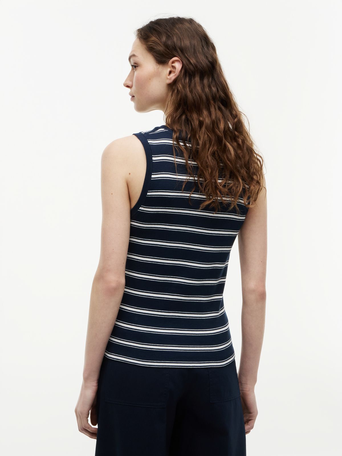 Stripe Slim Crew Neck Tank Top — Multi