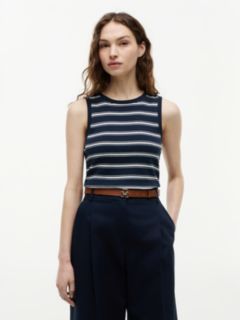 Stripe Slim Crew Neck Tank Top — Multi 1