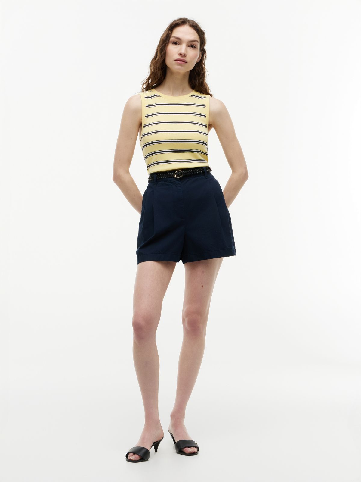 Stripe Slim Crew Neck Tank Top — Multi