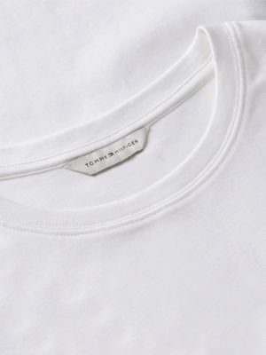 wit slim fit gestreepte tanktop met ronde hals voor dames - tommy hilfiger