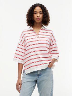 polo oversize a righe red da donne tommy hilfiger