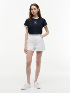 Logo Embroidery Ringer T-Shirt — Blue 2