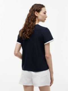 Logo Embroidery Ringer T-Shirt — Blue 4
