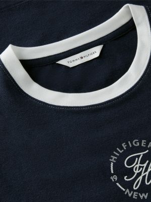 t-shirt ringer à logo brodé bleu pour femmes tommy hilfiger
