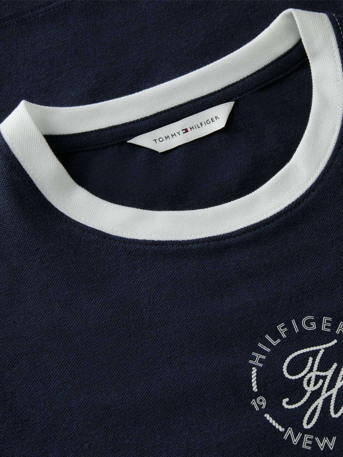 Logo Embroidery Ringer T-Shirt — Blue