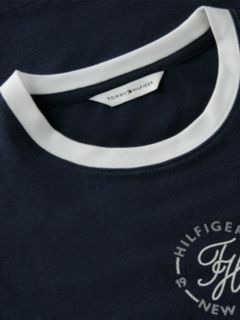 Logo Embroidery Ringer T-Shirt — Blue 6