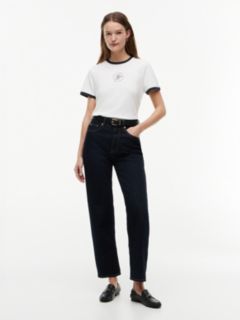 Logo Embroidery Ringer T-Shirt — White 2