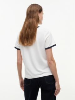 Logo Embroidery Ringer T-Shirt — White 4