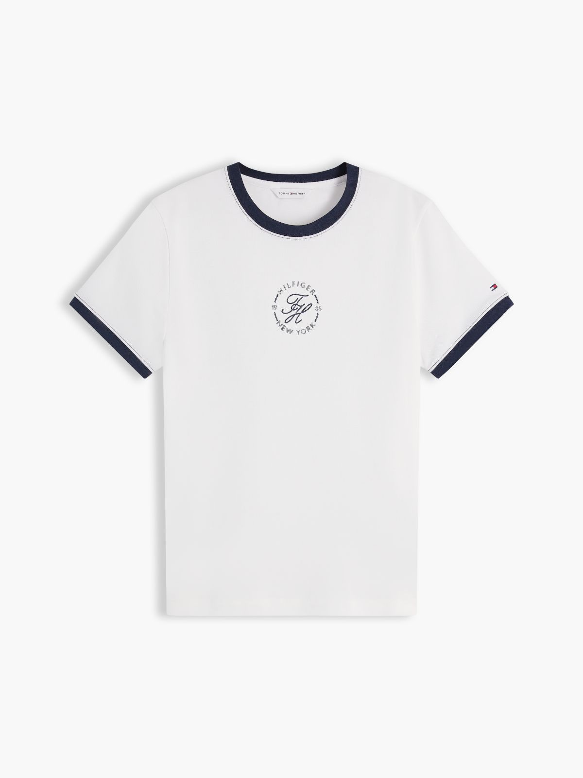 Logo Embroidery Ringer T-Shirt — White