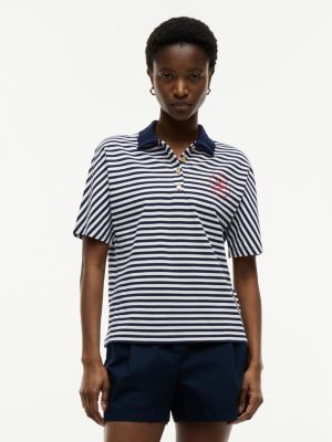 multi regular fit poloshirt mit goldfarbenen knöpfen für damen - tommy hilfiger