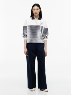 Gold-Tone Button Relaxed Polo Sweatshirt — Multi 2