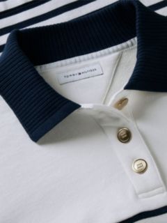 Gold-Tone Button Relaxed Polo Sweatshirt — Multi 6
