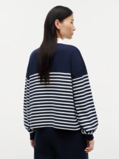 Gold-Tone Button Relaxed Polo Sweatshirt — Multi 4