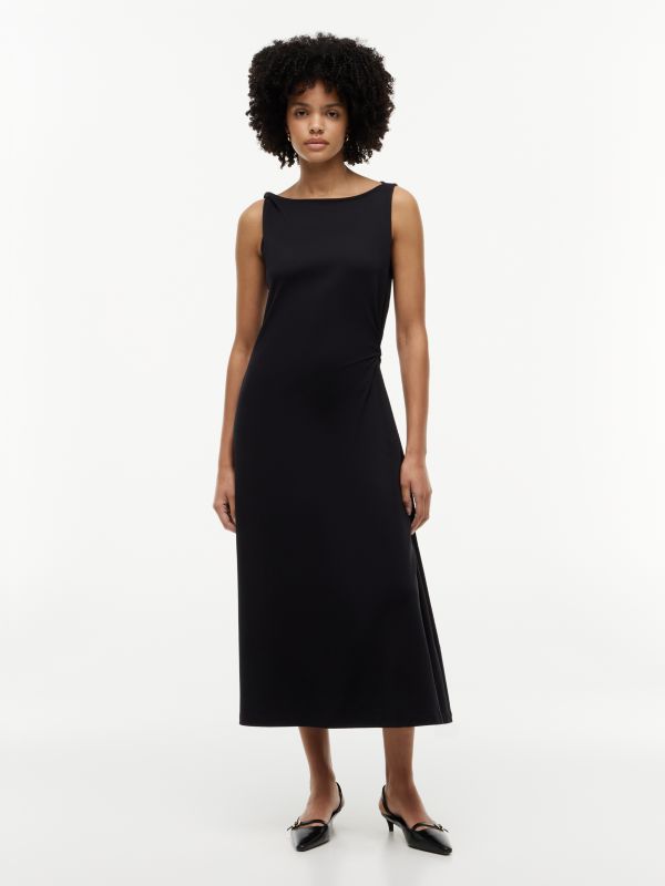 Knot Interlock Knit Midi Dress — Black