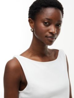 Knot Interlock Knit Midi Dress — White 2