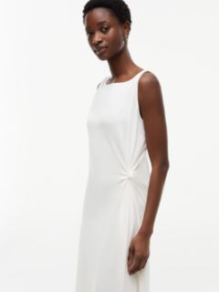 Knot Interlock Knit Midi Dress — White 3