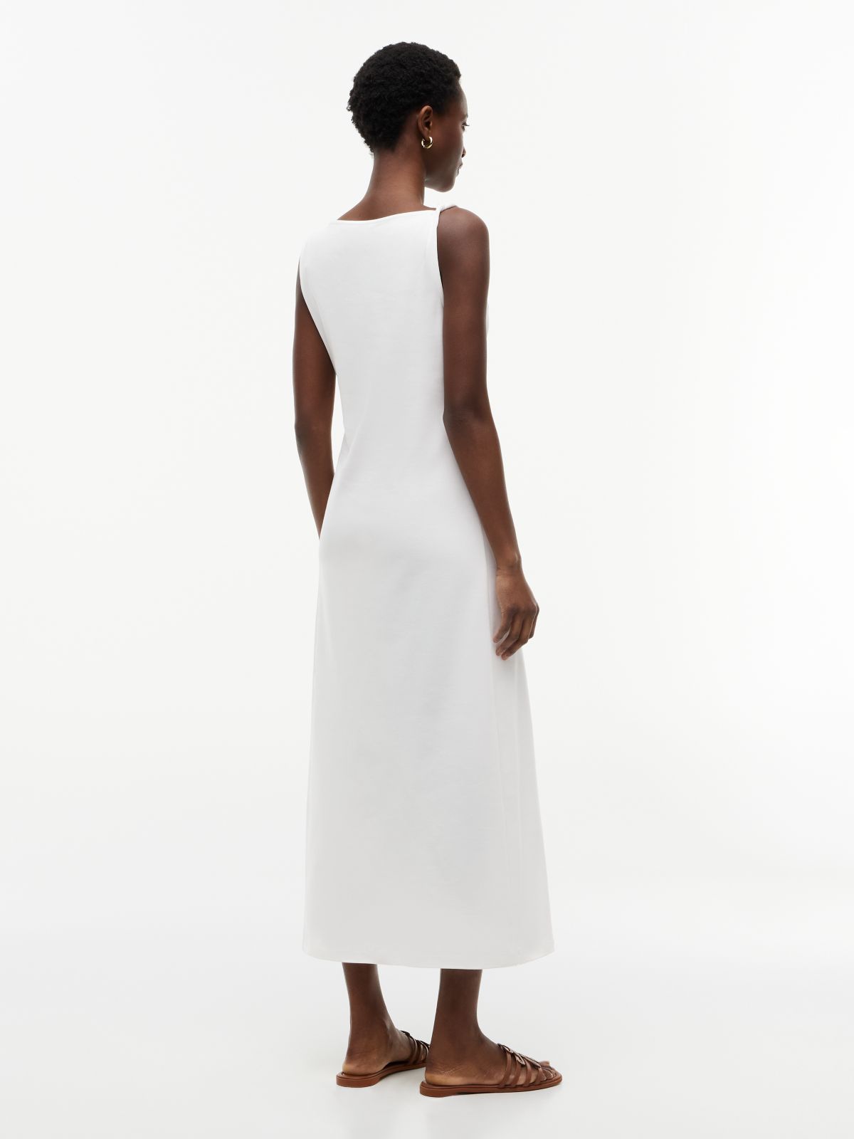 Knot Interlock Knit Midi Dress — White