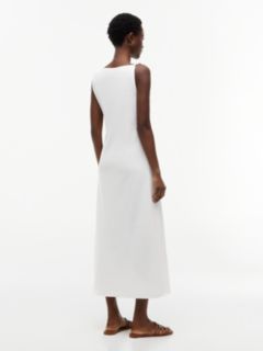 Knot Interlock Knit Midi Dress — White 4
