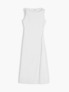 Knot Interlock Knit Midi Dress — White 5