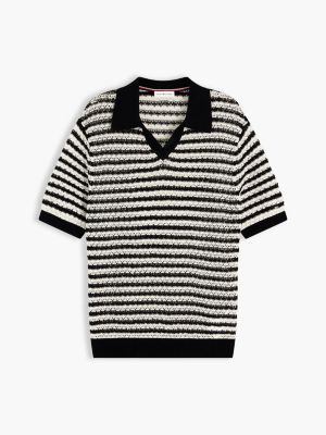 multi pointelle relaxed short sleeve polo jumper for women tommy hilfiger