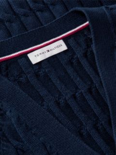 Cable Knit Slim Cap Sleeve Cardigan — Blue 6
