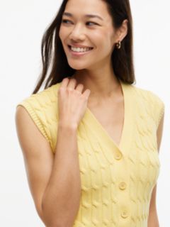 Cable Knit Slim Cap Sleeve Cardigan — Yellow 3